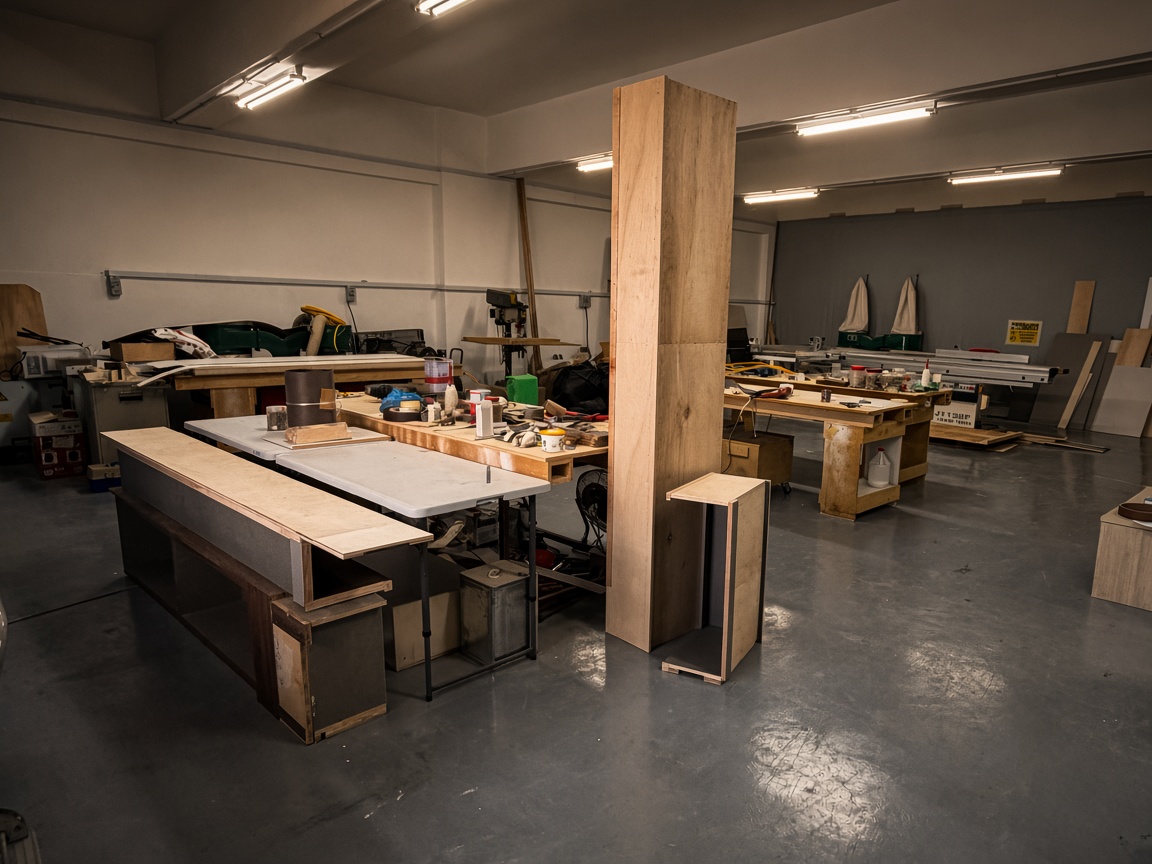 DESACE Tampines factory floor, in-house carpentry workshop