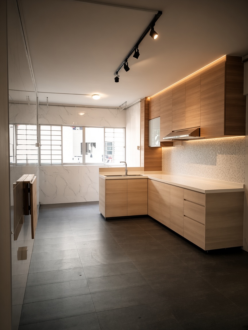 Kitchen renovation with custom cabinetry, Singapore