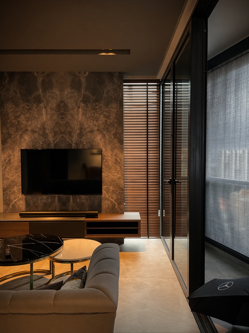Living room renovation with feature wall, Singapore