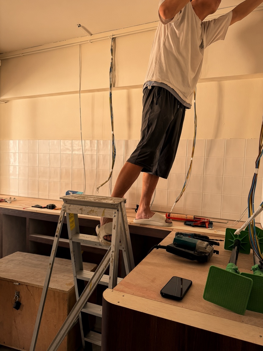 DESACE team on-site during a full home renovation, Singapore